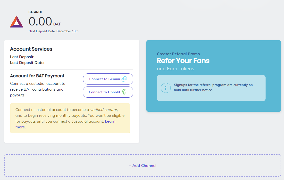 Brave Creators Dashboard